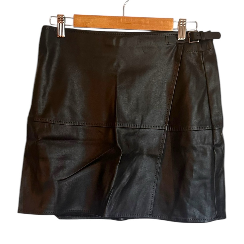 Black Vegan Leather Mini Skirt
